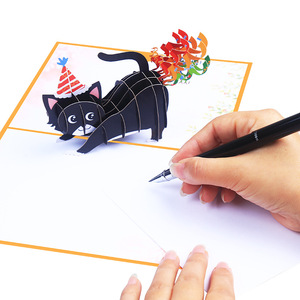 Carte de vœux 3D en papier fait main avec enveloppe, motif chaton arc-en-ciel qui fait des farts, pour Thanksgiving et anniversaire - Product Image 1