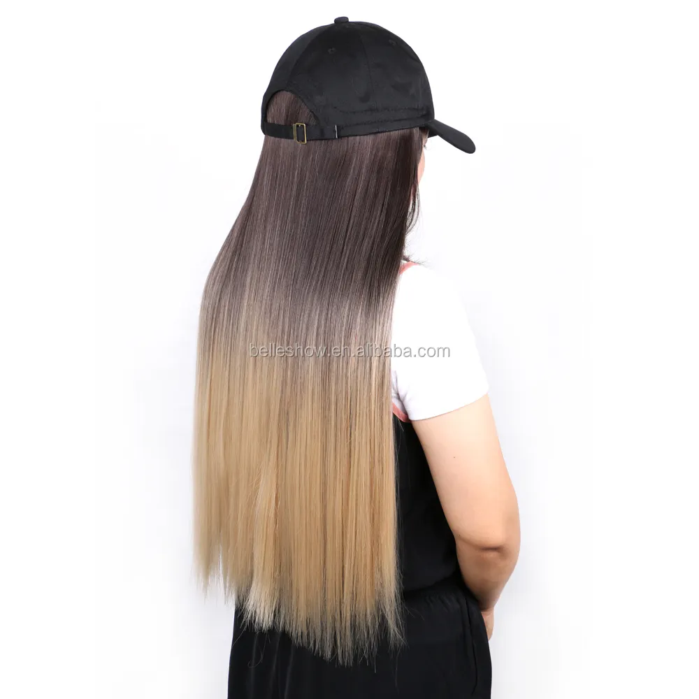 Hot sell Cheap Wholesale long black Baseball Caps straight Hair Wig Sale Low Price Black Long Wavy straight braid Baseball hat