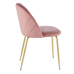 2 <span class=keywords><strong>Sillas</strong></span> de <span class=keywords><strong>Comedor</strong></span> Modernas de Terciopelo Rosa con Patas Doradas y Respaldo Confortable - Product Image 4