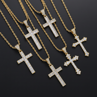 Collier pendentif croix CZ Iced Out avec chaîne torsadée plaqué or, argent, cuivre, bijoux hip-hop