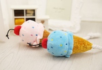 Twee-kleurig ijsjesvormig piepend knuffel speeltje, schattig roze design, bijtbestendig, voor honden en katten, interactief speeltje voor huisdieren