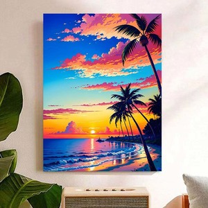Seaside Sunset Seascape Paint by Numbers Kit, pintura <span class=keywords><strong>de</strong></span> <span class=keywords><strong>paisaje</strong></span> DIY sobre lienzo <span class=keywords><strong>para</strong></span> Artes <span class=keywords><strong>de</strong></span> pared decoración del hogar - Product Image 4