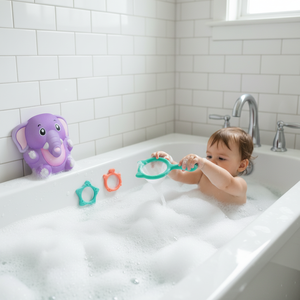 Jouet aquatique pour enfants, ensemble <span class=keywords><strong>de</strong></span> jeu <span class=keywords><strong>de</strong></span> <span class=keywords><strong>bain</strong></span> avec éléphant <span class=keywords><strong>de</strong></span> dessin animé, jeu <span class=keywords><strong>de</strong></span> lancer d'anneaux, filet <span class=keywords><strong>de</strong></span> pêche, jouets interactifs - Product Image 1