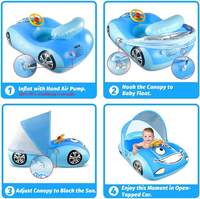 Flotteur de piscine pour bébé avec conception de voiture 3d flotteur de natation pour bébé en PVC robuste siège de bain gonflable bateau avec volant pour tout-petit