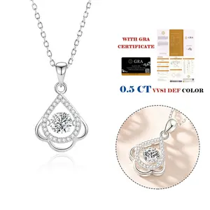 2023 Trendy Diamond Moissanite Clover Windmill Pendants 0.5ct Carat VVS With Real 925 Sterling Silver Chain For Women Best Gift