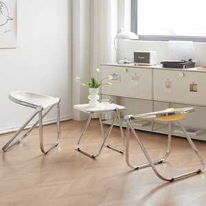 Transparante opvouwbare bijzettafel van kunststof, multifunctioneel, modern, minimalistisch, voor thuisgebruik, casual banktafel, balkon, kleine tafel - Product Image 2