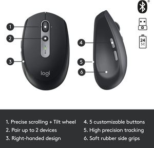 Souris sans fil Bluetooth <span class=keywords><strong>Logitech</strong></span> M585 pour bureau, domicile, ordinateur portable, mode double, multi-appareils, écran croisé avec récepteur 2,4G - Product Image 2