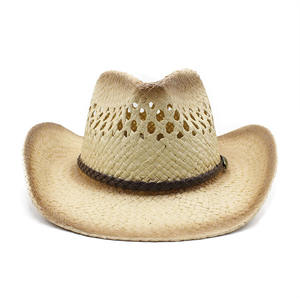 Venta al por mayor de sombreros de paja con logotipo personalizado sombrero de paja de vaquero occidental para hombre sombrero de papel de paja de verano para adultos - Product Image 5