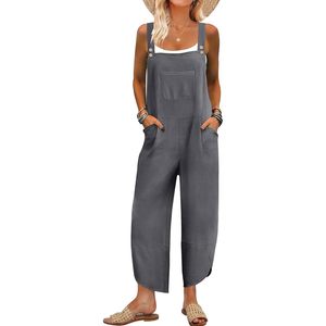 Anrabess Combinaison Capri décontractée d'été pour femme, bretelles réglables, coupe ample, taille haute, respirante, pour un usage quotidien - Product Image 1
