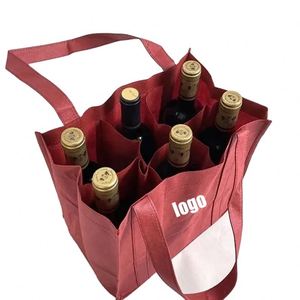 Durable Eco Friendly Custom Logo 2 Wine Custom Promotion <b>Gift</b> Bag Reusable Non Woven Wine Bags 6 Bottle Wine Tote Bag - Product Image 1