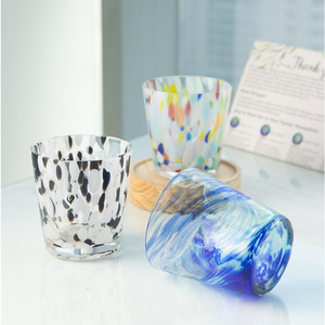 Haute qualité 11oz fait à la main épais résistant à la chaleur Transparent usage domestique coloré point boisson tasse tasse en verre - Product Image 3