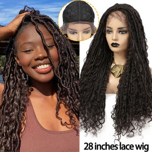 Papillon Locs Lace Front Tressé Perruques Premium Cheveux Synthétiques Perruques Doux À La Main crochet En Détresse Déesse <span class=keywords><strong>Rivière</strong></span> Locs Cheveux Perruques - Product Image 4