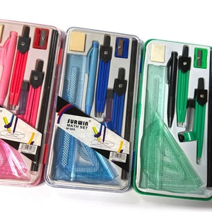 Juego de Reglas y Compás de 11 Piezas en Azul, Rosa y Verde, de Metal, para Estudiantes, Dibujo Técnico, Oficina, Material Escolar, Juego Matemático, Caja de Geometría - Product Image 4
