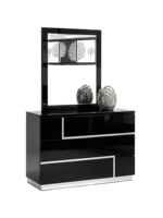 Ensemble de meubles de chambre à coucher modernes en MDF noir brillant 4/5 pièces, lits hydrauliques Queen/King avec coffre de rangement, commode et table de chevet