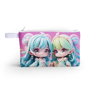 Personalizar Bonito Anime Impressão Oxford Zipper Storage Pen Bag bonito Escola cavas Lápis Caso Para A Menina