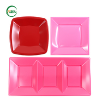 Assiettes en plastique PS jetables multicolores personnalisables pour mariage, fête, restaurant, assiettes en plastique pour aliments