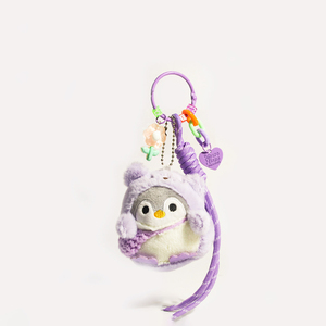 Llavero de pingüino de peluche suave con cordón trenzado y campana pequeña, accesorio para bolso cruzado, dijes para bolso, juguete de animal, regalos de recuerdo turístico - Product Image 3