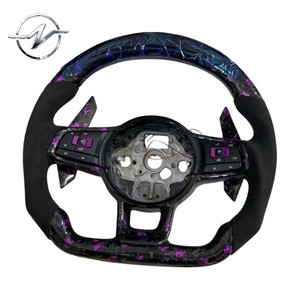 Volant sport multifonction en cuir perforé et fibre de carbone avec affichage LED pour Volkswagen Mk7 GTI R Jetta (vente en gros) - Product Image 3