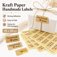Autocollants personnalisés en papier kraft faits à la main avec l'inscription « Avec amour », étiquettes autocollantes pour emballages cadeaux, boulangerie, enveloppes, petites entreprises, en rouleau
