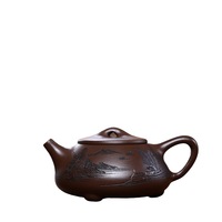 Théières en céramique d'argile violette de Yixing en gros - Artisanat domestique avec motif « Le ciel récompense la zérité », nouveau style chinois