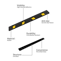 OEM ODM 1850*150*100 mm Jaune+Noir Plaques de bordure de stationnement en caoutchouc recyclé, durables et anti-vieillissement, épaisseur 2 pieds, pour centre commercial et parking souterrain