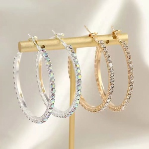 Fashion Gold Plated <b>Silver</b> Alloy Women's Luxury Diamond <b>Big</b> Size Circle Hoop <b>Earrings</b> Party Rhinestone - Product Image 1