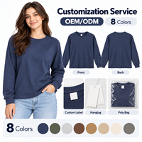 T-shirt à manches longues surdimensionné, col rond, sweat-shirt décontracté, personnalisable avec logo OEM, vêtements pour femmes, idéal pour la gym, le yoga et le fitness.