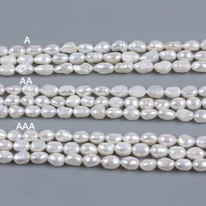 Pearl Beads Strand 8-9mm Different Grade White Baroque Pearl Strand Natural Freshwater Pearl Beads With Straight Hole For Jewelry Making