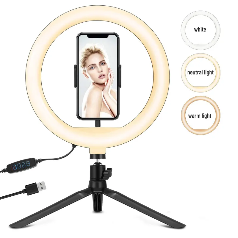 10 Inch Photography Lighting Led Selfie Ring flash Light With Tripod Stand Phone Holder For Makeup Video Live Studio
