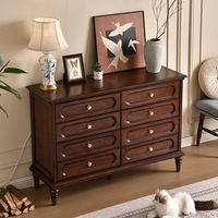 Commode à huit tiroirs en bois massif américain Timberight, console vintage démontable pour chambre et salon, rangement autonome
