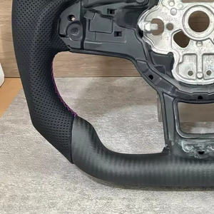 Volante de cuero de fibra de carbono personalizado apto para Volkswagen VW <span class=keywords><strong>Golf</strong></span> R Jetta Tiguan <span class=keywords><strong>MK2</strong></span> Passat B8 MK5 MK6 MK7 características deportivas - Product Image 3