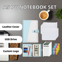 Ensemble bloc-notes A5 en cuir rigide avec clé USB, boucle magnétique, pour enregistrement de réunions, personnalisable avec LOGO d'entreprise