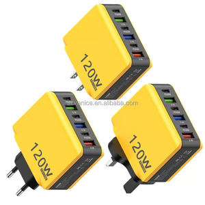 شاحن سريع EU/US/المملكة المتحدة مقبس من نوع C USB + 3 + 3 PD و 6 منافذ شحن سريع من نوع C متعدد المنافذ USB - Product Image 6