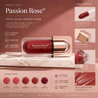 Gloss à lèvres mat en capsule Passion Rose, haute pigmentation, rouge à lèvres liquide velours pour tous types de peau, application douce, cosmétique à marque privée