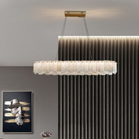 Suspension linéaire moderne de luxe en marbre naturel et cuivre avec LED, garantie incluse, idéale pour tables à manger et îlots de cuisine