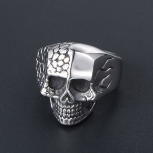 Titanium Steel Skull <b>Ring</b> SA740 Men's Fashion Jewelry Rock Style Alternative Double Sided Cast <b>Ring</b> Gift Accessory - Product Image 4