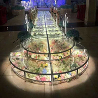 Nouvelle Arrivée Piste de Danse LED en Verre Trempé Lumineuse Effet Miroir 3D, pour Affichage de Fleurs, Mariages, Fêtes et Scènes