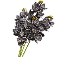 Bouquet de Cymbidium pour la décoration de bureau et de jardin, fleurs artificielles synthétiques personnalisables, décoration de la maison, plantes artificielles