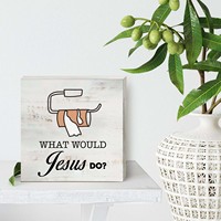 Boîte en bois avec rouleau de papier toilette personnalisé que ferait Jésus pour la décoration intérieure, plaque en bloc pour mur, table, bureau, maison, salle de bain