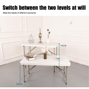 Mesa Plegable Verde para Camping de HDPE, Portátil, para Exteriores, Plegable en Dos, para Comedor, Entrenamiento, Trabajo, Reuniones - Product Image 5