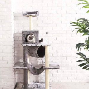 Manufacturer Wholesale <b>Wood</b> <b>Cat</b> <b>Tree</b> Grey Beige Brown Tower Condo - Product Image 3