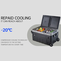 Fábrica directamente dos zonas DC 12V neveras y congelador Mini al aire libre Camping coche hogar refrigerador de doble uso