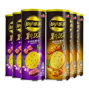 Vente en gros de snacks asiatiques snacks exotiques chips de pommes de terre saveur boeuf/poulet 90g