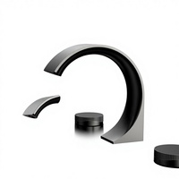 Robinet de lavabo de salle de bain à double poignée en laiton au design moderne, à poser sur le plan, pour chambre et hôtel