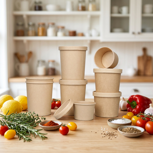 8 OZ Customized Kraft Paper <b>Cups</b> Bowls With <b>Disposable</b> Food Packaging Soup Snack Beverage <b>Cups</b> Bowls - Product Image 3
