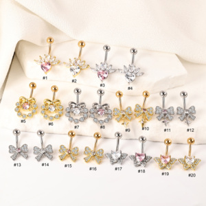 14G 10Mm <span class=keywords><strong>ombelico</strong></span> <span class=keywords><strong>Piercing</strong></span> in acciaio inossidabile cuore <span class=keywords><strong>farfalla</strong></span> fiore rosa chiaro Cz penetrante <span class=keywords><strong>ombelico</strong></span> pancia - Product Image 1