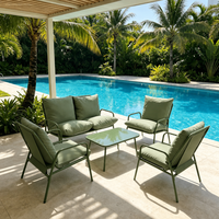 Ensemble de meubles d'extérieur Uplion KD au design moderne, 4 pièces, canapé de jardin avec table en verre et métal