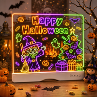 Panneau lumineux LED pour messages d'Halloween et de Noël, tableau d'affichage effaçable, veilleuse créative, tableau de dessin et de notes pour enfants