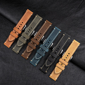 Bracelet de montre en cuir véritable première couche, style rétro, en cuir de vachette Crazy Horse, avec boucle ardillon, pour GT2 Fat Sea Coconut Cardi - Product Image 1