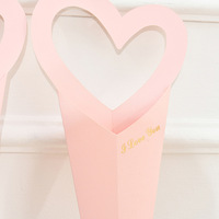 Boîte à fleurs en forme de cœur Josi Single Rose avec poignée en forme de pêche, mini boîte en papier, bouquet de fleurs en forme de cœur, boutique de fleurs